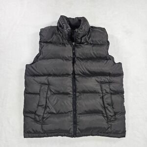 Gap Warmest Puffer Vest Mens Small Black Down Filled Ripstop Stowaway Hood